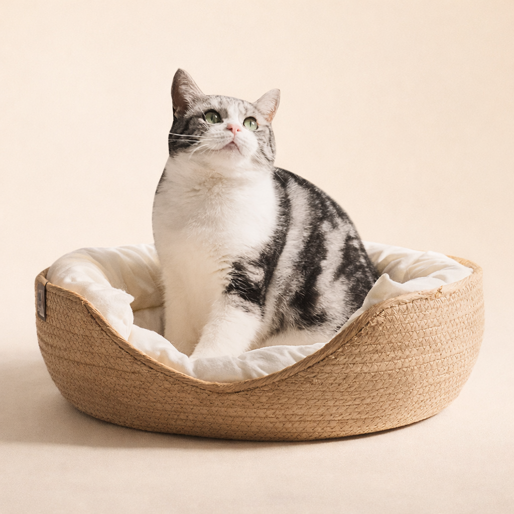 Cloudbed - Eco-Friendly Woven Dog Bed Sofa – Breathable Bamboo Style Pet House for Indoor Dogs & Small Pets