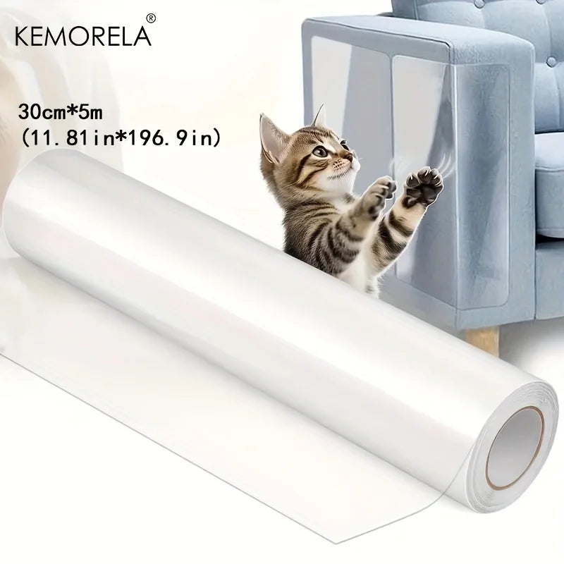 1 Roll Cat Scratch Protector, Self-Adhesive Scratch Protector Transparent Scratch Film Tape Sofa Wall Door Protection
