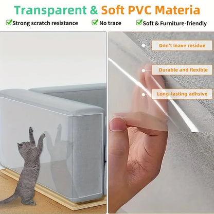 1 Roll Cat Scratch Protector, Self-Adhesive Scratch Protector Transparent Scratch Film Tape Sofa Wall Door Protection