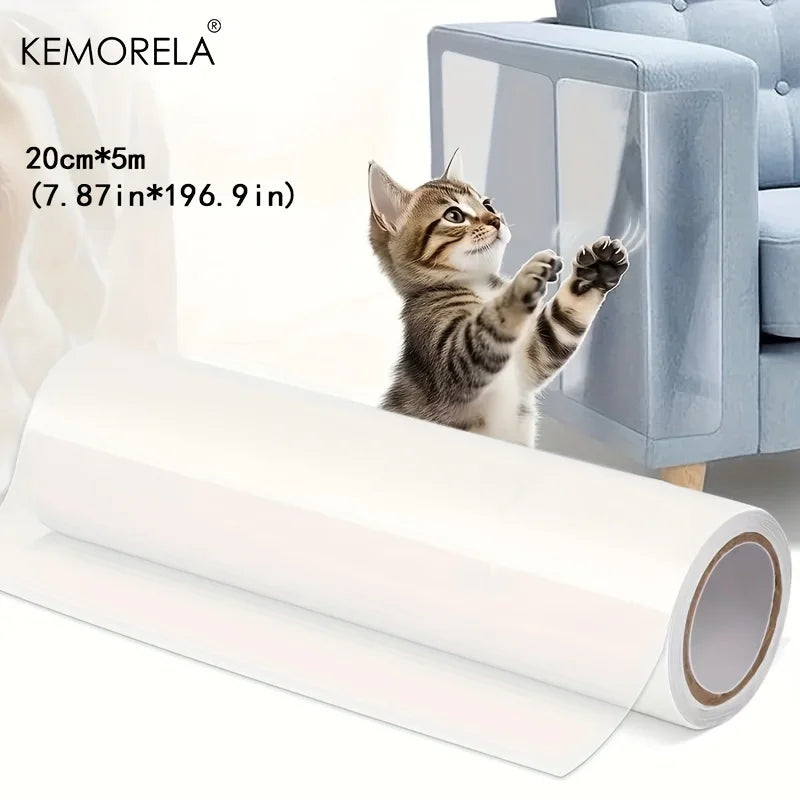 1 Roll Cat Scratch Protector, Self-Adhesive Scratch Protector Transparent Scratch Film Tape Sofa Wall Door Protection