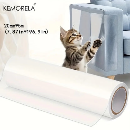 1 Roll Cat Scratch Protector, Self-Adhesive Scratch Protector Transparent Scratch Film Tape Sofa Wall Door Protection