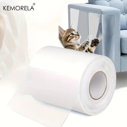 1 Roll Cat Scratch Protector, Self-Adhesive Scratch Protector Transparent Scratch Film Tape Sofa Wall Door Protection